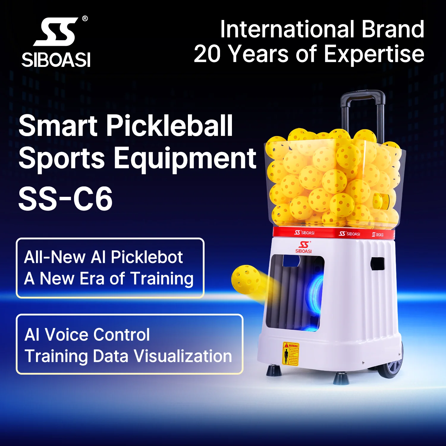 SHAREWELL SIBOASI C6 ポータブルインテリジェントピクルボールランチャー 自動APP操作 可変速度 室内屋外スポーツ練習用****^^^^ https://www.siboasi.com