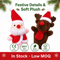 Ensemble de marionnettes à doigts de Noël en peluche (Père Noël, Renne, Bonhomme de neige, Pingouin, Ours) pour le récit d'histoires de Noël et comme cadeau de Noël, en stock