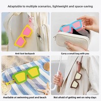 Nouvel étui de rangement pour lunettes en silicone de type fermeture éclair, étui à lunettes portable, étanche, anti-poussière, porte-lunettes de soleil avec cordon
