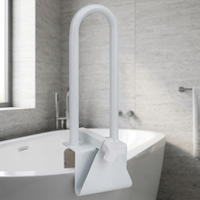 Barre de sécurité pour baignoire en acier soudé avec pince réglable en hauteur de 19,5 pouces, aide au bain pour usage domestique