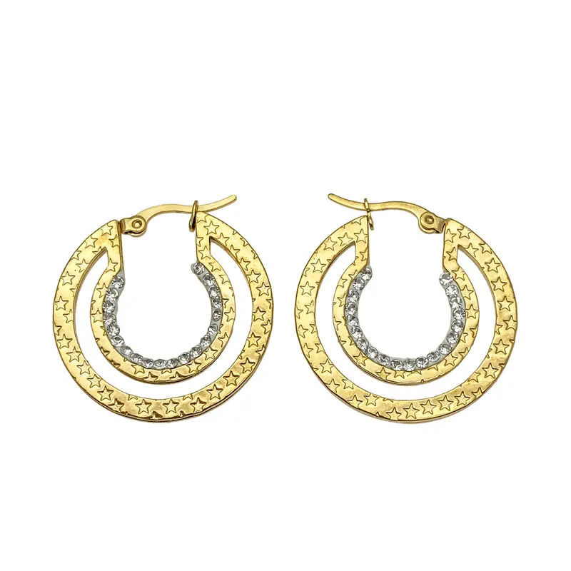 custom summer 2022 ball dubai gold tops design stone Five pointed star embossed Earrings