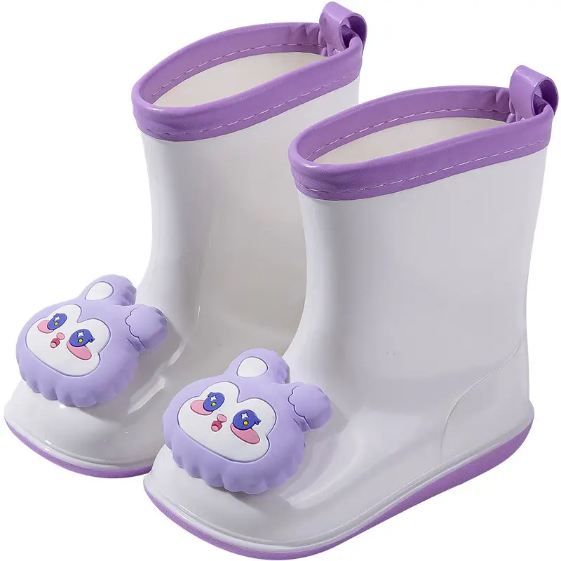 Bottes de pluie mignonnes antidérapantes bottes de pluie de haute qualité en matériau EVA pour enfants chaussures de pluie unisexes en tissu de coton imperméable dessin animé pour enfants