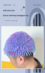 Al por mayor: Diadema de goma suave con accesorios largos de gorro de bolas coloridas y divertidas para disfraces y celebraciones - Product Image 3