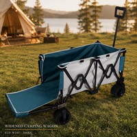 Chariot de camping pliable robuste 200 kg, chariot de camping pliable avec roues tout-terrain, chariot utilitaire pour extérieur, plage, jardin