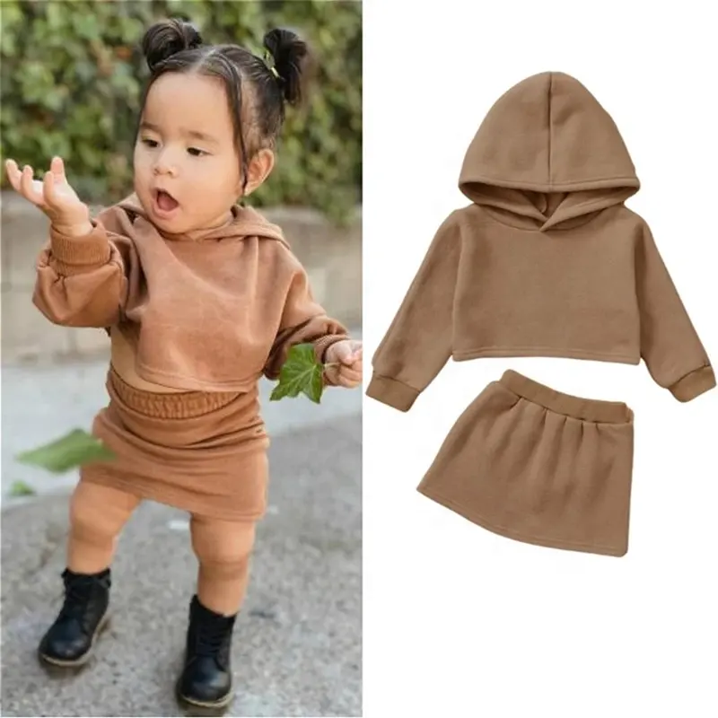 Girls Fashion Clothing Sets Children Kids Baby Girls Long Sleeve Sweatshirt Crop Tops+Package Hip Skirt Clothes Outfits