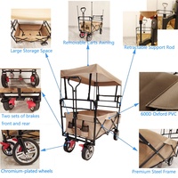 Chariot pliable avec auvent, chariot utilitaire convertible 3-en-1, conteneur à roulettes, pliable, OEM, pour le rangement des outils