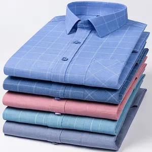 Fournisseur de vêtements Chemise pour hommes Chemise d'affaires à manches longues avec col montant sans repassage en fibre de bambou Chemise pour hommes