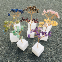 Precio de fábrica Crystal Lucky Fortune Money Tree Selenite Cube Base Hand Craft Amethyst Lucky Tree Mini Size Citrine Tree para regalo