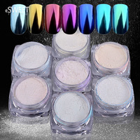 Poudre scintillante effet miroir magique 13 couleurs nacrées, rose féerique aurore pour ongles