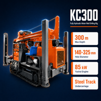 Foreuse de puits d'eau KC300A avec chenilles en acier préfabriquées de 3,3 m, machine de forage jusqu'à 300 m de profondeur