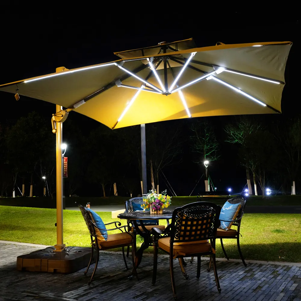 HONWELL Luz para sombrillas Jardín Playa Lamparas a Pilas para Sombrilla Tienda Luz Parasol LED para Camping Regulable Luz del paraguas del patio con control remoto 