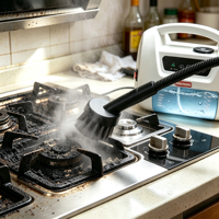 Nettoyeur Vapeur Portable Sans Ébullition 1800W à Chaleur Rapide en 20s (230°F) pour Nettoyage en Profondeur des Graisses de Cuisine et Plaques de Cuisson, Faible Humidité, Idéal Voitures et Hôtels