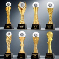 Trophée de Compétition de Billard Personnalisé Gravé en Métal et Cristal – Champion et Deuxième Classé – Billard Chinois à Huit Pions et Billard à Neuf Pions
