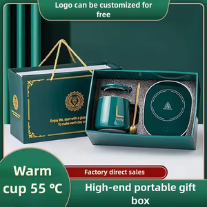 売れ筋USB誘導加熱セラミックマグクラシックサーモスタットコーヒーカップウォーマーセットオフィスデスク用トレイ付き - Product Image 2