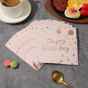 Serviettes d'anniversaire dorées - Serviettes de fête - Serviettes imprimées couleur unie - Serviettes de table - Personnalisation - Product Image 4