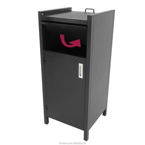 Contenedor de Basura Comercial de Acero Inoxidable Negro, Estación de Retorno de Bandejas con Puerta de Empuje, Recipiente de Basura de Alta Resistencia - Product Image 3