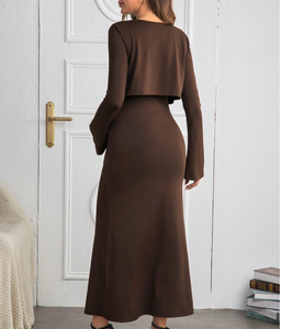 Conjunto de Pijama de Maternidad, Ropa de Dormir Sexy, Camisón, Cárdigan de Manga Larga para Mujer y Vestido Midi Ajustado sin Mangas, Vestidos de Maternidad - Product Image 2