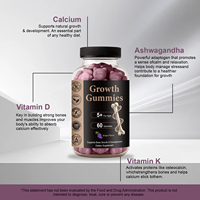 Gummies en gros OEM pour la croissance avec Vitamine D, K, Calcium et Ashwagandha – Supplément naturel pour enfants et adolescents