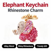 Porte-clés éléphant scintillant en strass, mignon, breloque de sac, pendentif de voiture, décoration de sac à main pour femme, cadeau