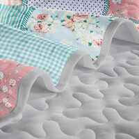 Ensemble de couvre-lit matelassé en patchwork pastel, imprimé floral et à carreaux, pour lit Queen/King