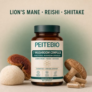 PEITEBIO Complexe <span class=keywords><strong>de</strong></span> 7 Champignons en Capsules pour Chiens et Chats <span class=keywords><strong>avec</strong></span> Crinière <span class=keywords><strong>de</strong></span> <span class=keywords><strong>Lion</strong></span>, Reishi et Shiitake – Soutien Cognitif et Immunitaire – 90 Capsules - Product Image 3