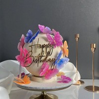 Topper Kue Ulang Tahun Cermin Akrilik, Topper Kue Samping, Topper Kue Emas, Hiasan Kue untuk Perlengkapan Pesta Ulang Tahun