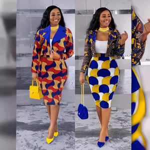 Fashion Career Dress Female Ladies Formal Elegantes Office Wears Floral Jacket and Short <strong>Skirts</strong> <strong>Suits</strong> <strong>Sets</strong> for Women - Product Image 2