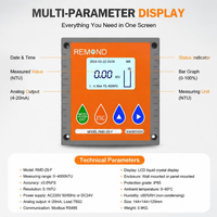 Medidor de Turbidez de Agua Dispersa REMOND Online 90, Sensor de Flujo, Controlador RS485, 2 Salidas de Relé, OEM, 0-400 NTU, 5% FS, AC220V/DC24V
