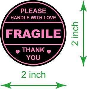 Mango frágil negro con etiquetas de amor Pegatinas Envío Cartones de correo Sobres Etiquetas adhesivas 50*50 Etiquetas frágiles - Product Image 4