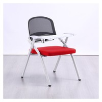 Chaise de bureau jaune avec coussin - Chaise de formation respirante à dossier en maille noire