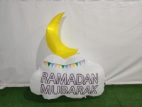 Décoration de Ramadan double face gonflable Eid Mubarak Lune sur nuage avec décorations de vacances lumineuses