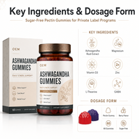 Gummies d'Ashwagandha en Marque Blanche OEM ODM Formule Personnalisée Emballage pour Marques de Compléments Alimentaires Sans Sucre Bien-être et Nutrition