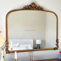Miroir décoratif antique de grande taille, luxueux, en bois, avec cadre en forme d'arche dorée et fleurs, respectueux de l'environnement
