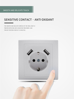 Enchufe de pared Universal, toma de corriente conectado 2P + T con USB dual, estándar europeo, nuevo