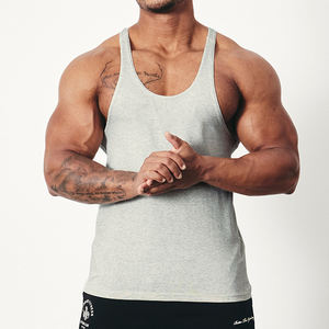 Camiseta sin mangas de punto para hombre, licra, poliéster, transpirable, color liso, ropa deportiva para entrenamiento - Product Image 5