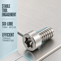 Vis Torx T3 métrique mini personnalisée en SUS304, finition de passivation anti-corrosion par pulvérisation de sel 72H, micro-élément de fixation pour serveur GPU liquide