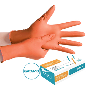 G023 fabricants de gants de Salon de beauté Orange 100 pièces par boîte gants en Nitrile synthétique sans poudre - Product Image 1