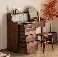 Table de toilette moderne en bois massif avec miroir de maquillage extensible, écologique