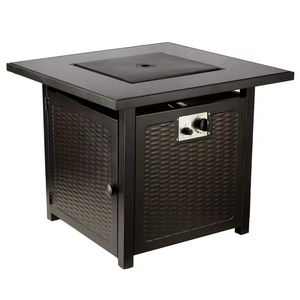 Modern Rectangle Outdoor <b>Fire</b> <b>Pit</b> Table with Gas Garden Propane Steel Rattan <b>Fire</b> <b>Pit</b> Rattan <b>Fire</b> Table - Product Image 4