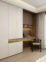 Armoire de chambre contemporaine en bois avec coiffeuse intégrée et poste de travail, fonctionnalités de suspension – Meuble de maison durable et peu encombrant
