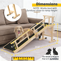 Rampe pour chien d'intérieur réglable en hauteur, échelle d'escalade en bois pour animaux de compagnie avec barrières de sécurité et plateforme de transition PTH-15 Cao County