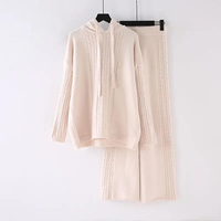 Ensemble de pyjama en cachemire pour femme, pantalon et pull, avec pull en cachemire, pull à capuche