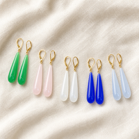 Pierre en verre multicolore longue et fine de 25x6mm pour boucles d'oreilles tendance