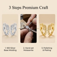 Nouvelles boucles d'oreilles en argent S925 pour femmes, style hip-hop, moissanite, plaquées or, luxueuses, simples, élégantes, multifonctionnelles