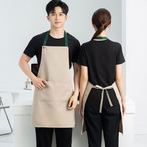 Tablier de cuisine imperméable en toile avec logo personnalisé, résistant au feu, pour restaurant, entretien ménager, femmes, unisexe, adulte, jardinage - Product Image 1