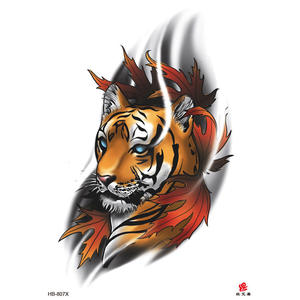 Tatuaje Temporal de Tigre Negro Grande, Diseño de <span class=keywords><strong>Lobo</strong></span>, Leopardo, Bestia, Monstruo, Impermeable, para Cuerpo, Brazos y Piernas - Product Image 5