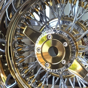 Raytop New 13x7 72 Spoke Reverse Offset Cross Lace Steel Wire Wheel With Chrome Hub and Spinner <strong>Ring</strong> - Product Image 4