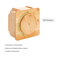 360 °   Organisateur de bureau rotatif en bambou multi-compartiments, support de bureau pivotant pour télécommandes, fournitures de bureau et rangement de salon