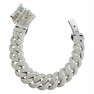 RTS <b>Men's</b> Women's 18mm 925 <b>Silver</b> VVS Moissanite Brilliant Cut Classic Geometric Iced Cuban Link Chain Bracelet Rose Gold Plated - Product Image 1