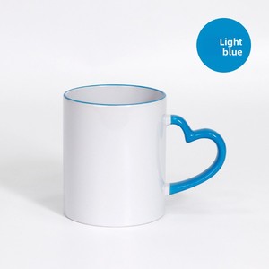 Mug à sublimation en porcelaine fine 11oz, vierge, pour thé, lait, eau, avec anse cœur colorée, résistant aux hautes températures, design moderne et épuré - Product Image 5